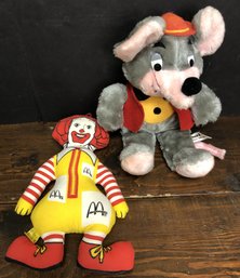 Vintage Ronald McDonald & Chuck E Cheese Mouse Dolls