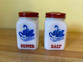 Swan Milk Glass Salt & Pepper Shakers