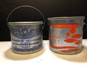 2pc Vintage Metal Minnow Buckets