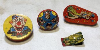 4pc Vintage Tin Litho Noise Makers