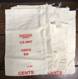 7pc U. S. Mint $50 Cents Canvas Bags