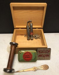 Wood Box W/ Misc Items