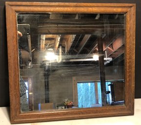 Heavy Antique Oak Framed Mirror