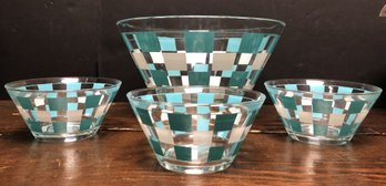#2 Vintage Atomic Turquoise Checkered Chip & Dip Set