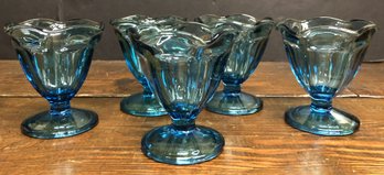 5pc Blue Glass Anchor Hocking Sherbert Cups