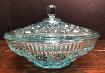 Indiana Glass Light Blue Covered Candy Dish