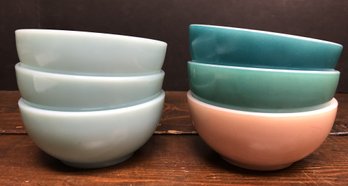6pc Small Fire King Colored Bowls