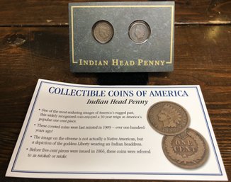 Collectible Coins Of America - 2 Indian Head Pennies