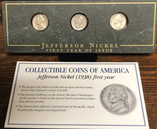 Collectible Coins Of America - 3pc Jefferson Nickels 1st Year