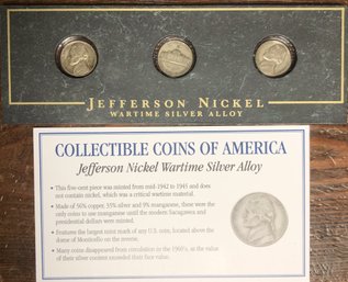 Collectible Coins Of America - 3pc Silver Wartime Jefferson Nickels