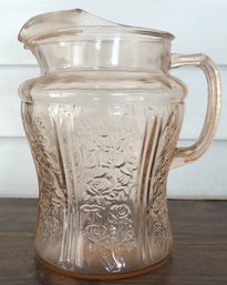 Pink Depression Glass Cabbage Rose Pitcher