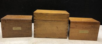 3 Small Dovetail Wood Boxes