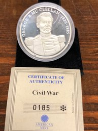 George McClellan Civil War Fine Silver Proof