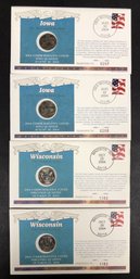 4pc First Day Cover Quarters - Iowa - Wisconsin