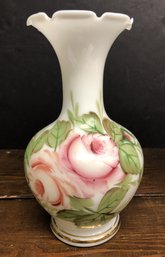 Hand Painted Milk Glass Vase