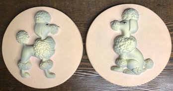 2 Mid Century Miller Studios Plaster Poodle Wall Plaques
