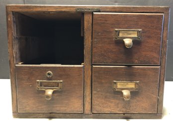Antique Oak Library Card Cabinet - Missing Drawer