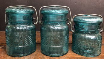 3pc Avon Aqua Storage Jars