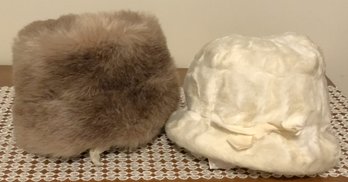 2 Vintage Faux Fur Hats