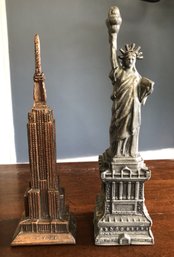 2 Vintage Metal NY Statues