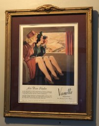 Vintage Framed Vanette Hosiery Advertising