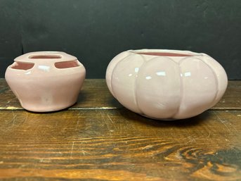 2 Piece Pink Ceramic Planters