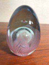 Glass Egg Paperweight - Signed