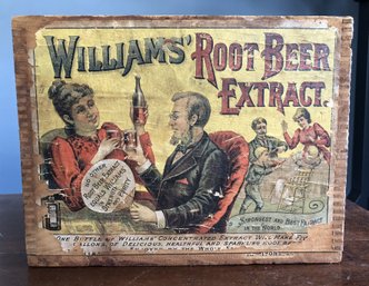 Beautiful Antique Williams Root Beer Extract Wood Box