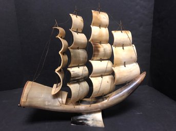 Vintage Water Buffalo Horn Ship