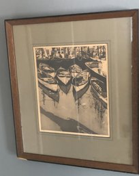 Limited Edition Christian Dull Aquatint - Seine Boats 1930