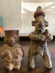 2 Vintage Clay Statues