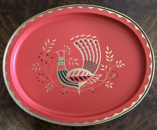 Mid Century Red Metal Tray