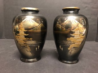 2 Metal Japanese Vases