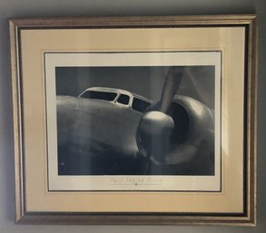 Large Framed 1942 Twin Engine Plane Print