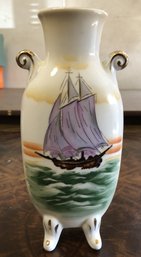 Vintage Ship Ceramic Vase