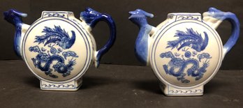 Pair Chinese Blue/ White Porcelain Pitchers