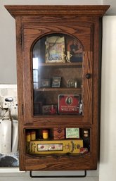 Antique Oak Cabinet W/ Contents
