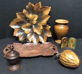 6pc Carved Wood Lot