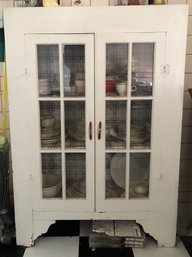 White Wood & Glass Door Cabinet