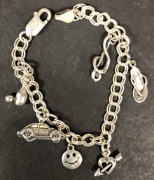 Sterling Charm Bracelet W/ Charms