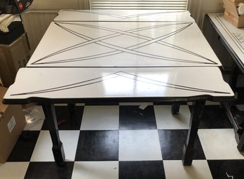 Art Deco Black & White Porcelain Top Table - No Chairs