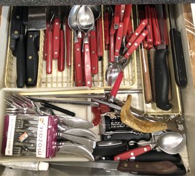 Top Drawer Contents - Red Handled Kitchen Utensils