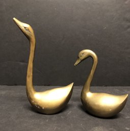 2 Solid Brass Swans