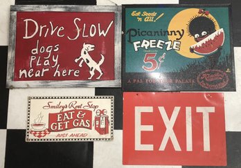4pc Vintage Sign Lot