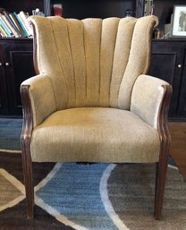 Vintage Wood & Upholstered Wingback Chair