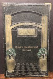 Vintage Tom's Restaurant Menu - Portland Maine