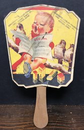 Vintage 666 Advertising Hand Fan - Graeber's Linsley Pharmacy Meriden Ct