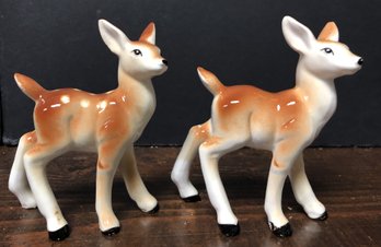 Two Mid- Century Porcelain Doe Figurines - Japan