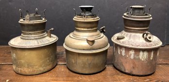 3 Antique Oil Lamp Burners - Bradley Hubbard/ Royal