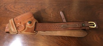 Cabella's Tooled Leather Belt W/Galco Leather Holster
